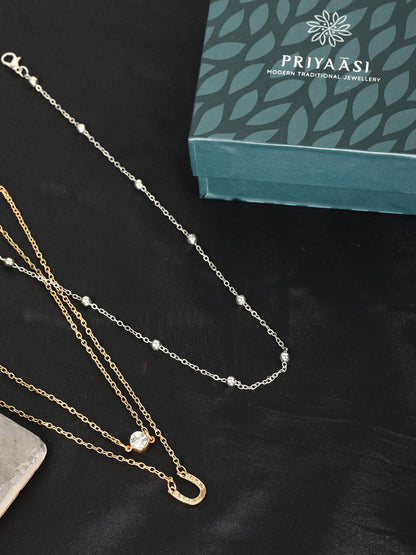 Combo of 2 Gold & Silver Plated Layered Necklace