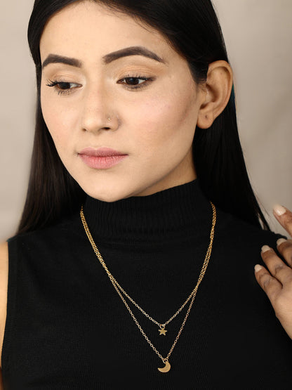 Combo of 2 Gold & Silver Plated Layered Necklace