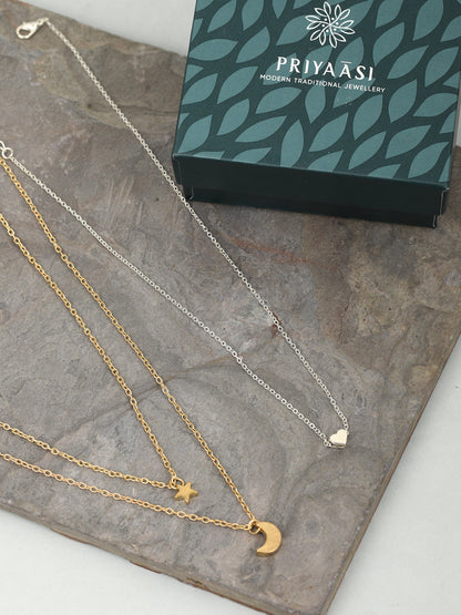 Combo of 2 Gold & Silver Plated Layered Necklace