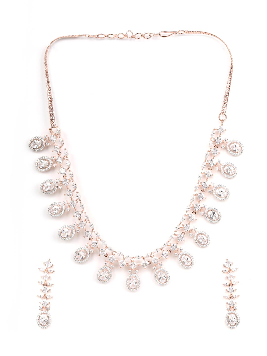 American Diamond Rose Gold Plated Jewellery Set