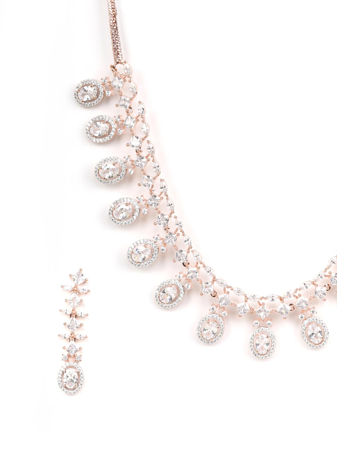 American Diamond Rose Gold Plated Jewellery Set