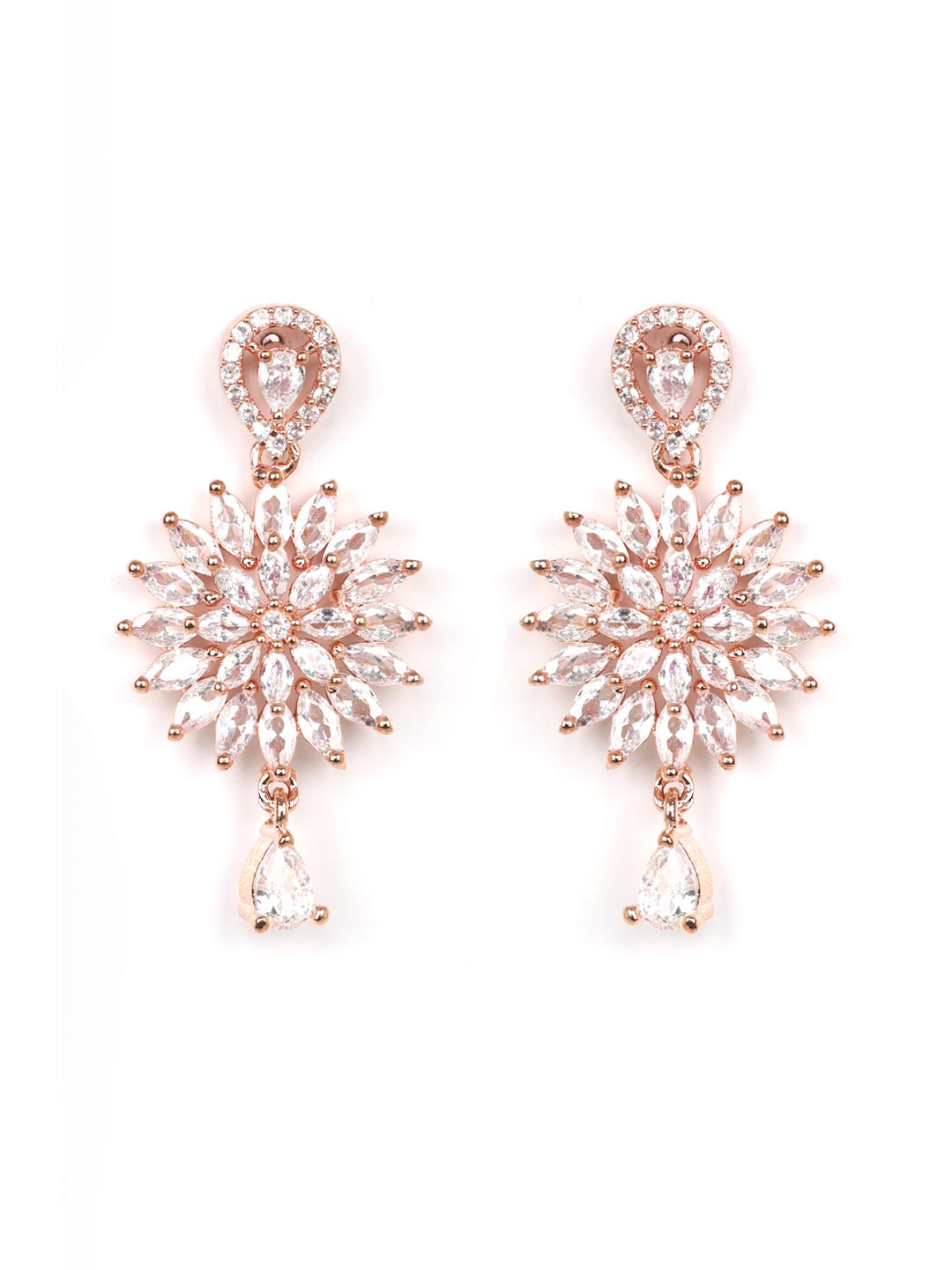Dreamy Dahlia - American Diamond Rose Gold Plated Jewellery Set