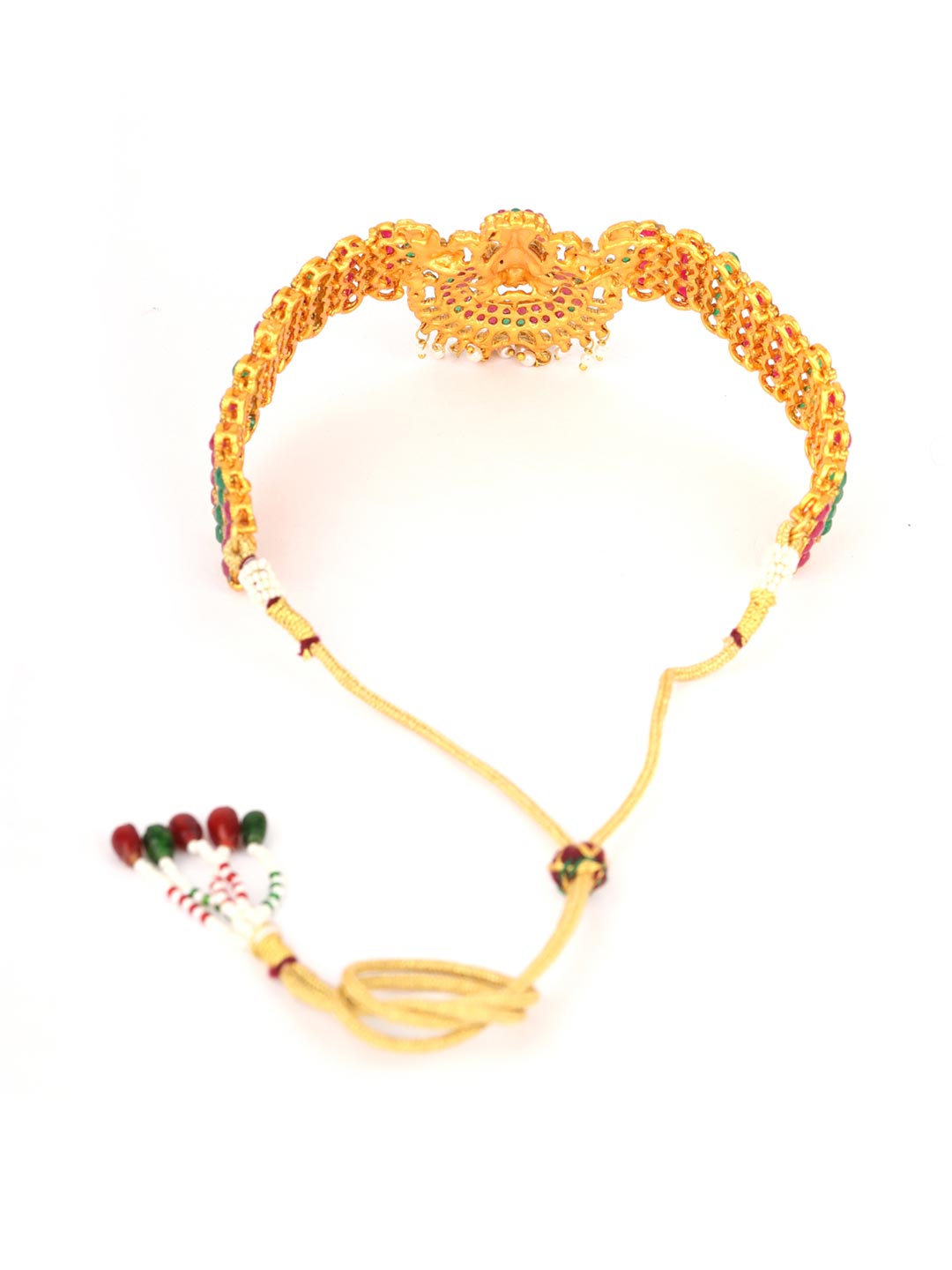 Shakti - Ruby Emerald Beads Gold Plated Choker Set