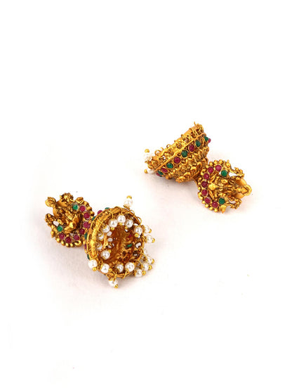 Shakti - Ruby Emerald Beads Gold Plated Choker Set