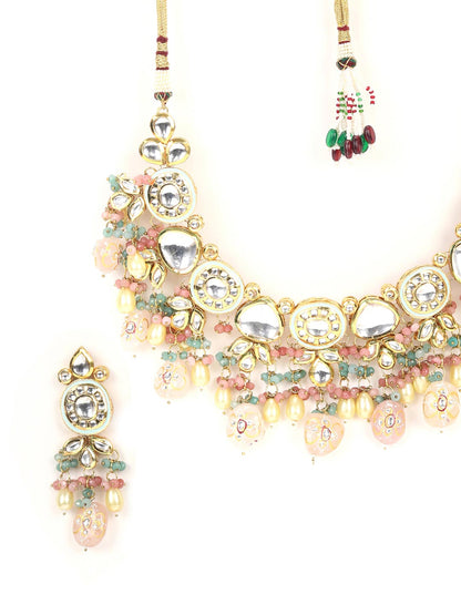 Gulabo-Multi-Color Beads Pearls Kundan Gold Plated Choker Set