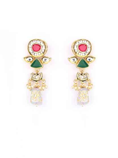 Multi-Color Pearls Beads Stones Kundan Gold Plated Choker Set