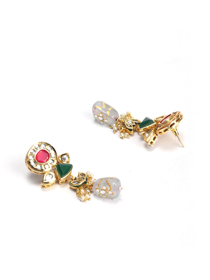 Multi-Color Pearls Beads Stones Kundan Gold Plated Choker Set