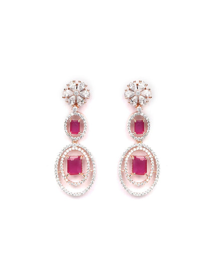 Ruby Roll - Pink American Diamond Rose Gold-Plated Jewellery Set
