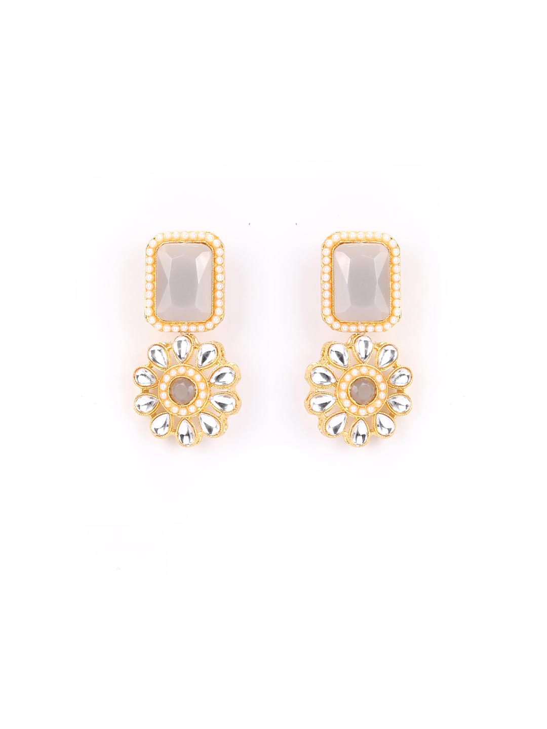 Grey Stones Kundan Gold Plated Jewellery Set