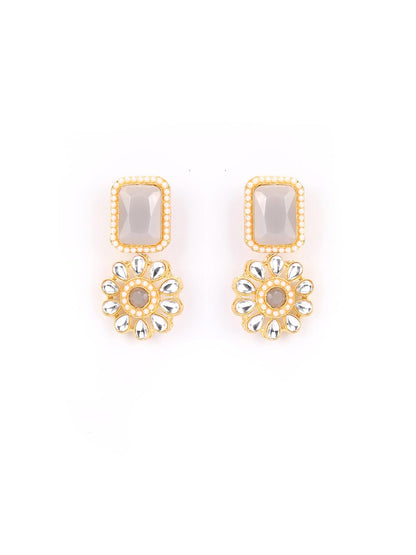 Grey Stones Kundan Gold Plated Jewellery Set