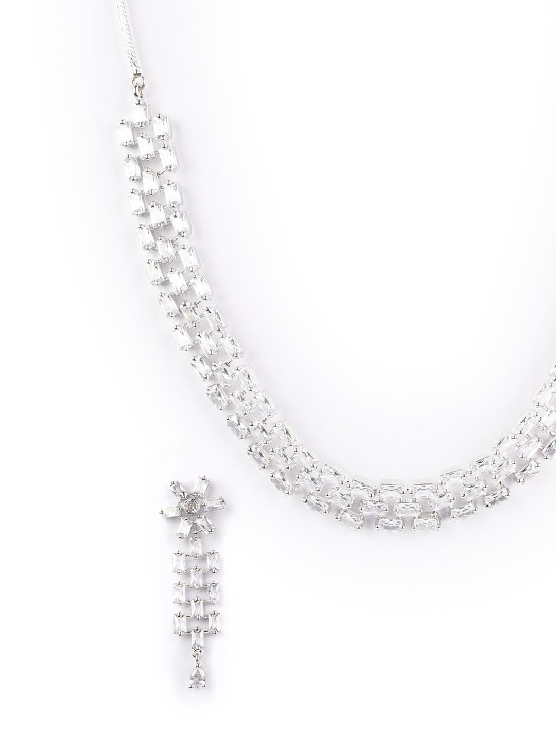 American Diamond Silver Plated Jewellery Set