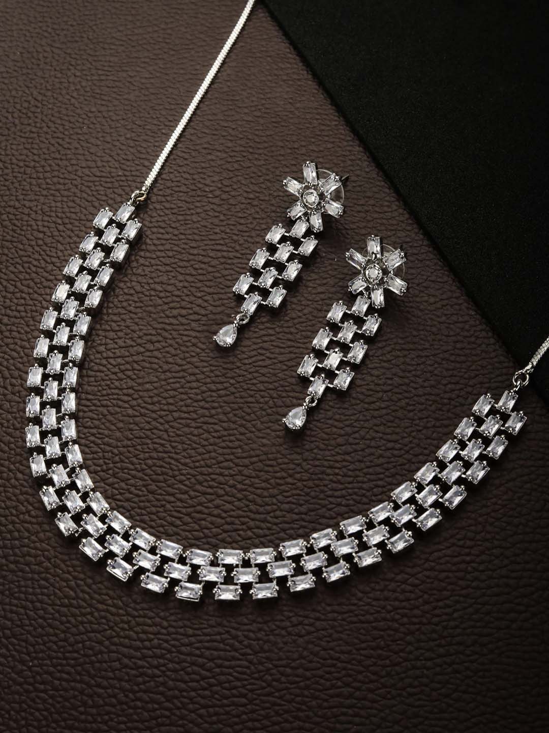 American Diamond Silver Plated Jewellery Set