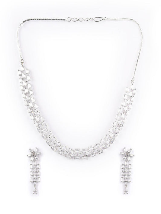 American Diamond Silver Plated Jewellery Set