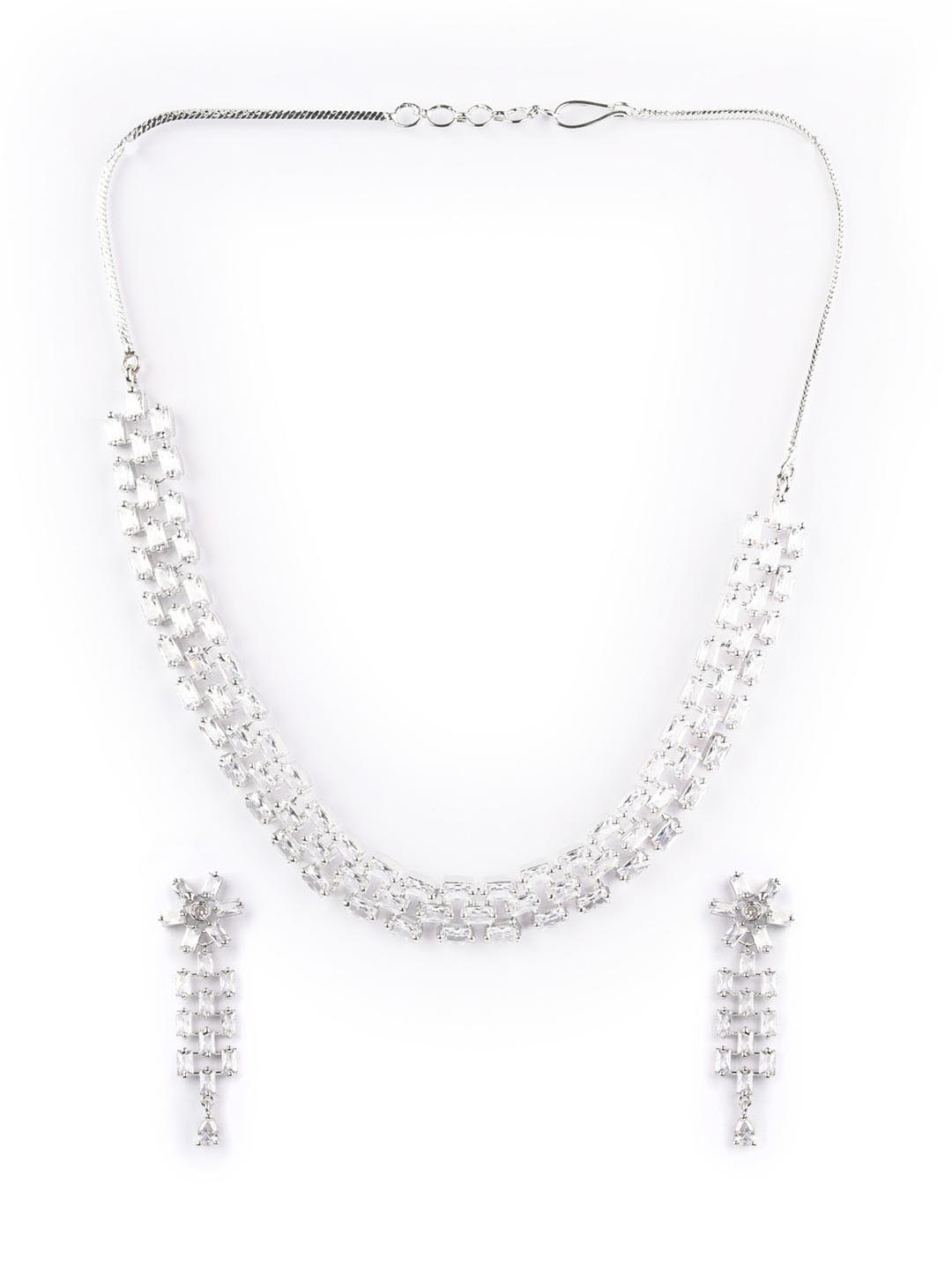 American Diamond Silver Plated Jewellery Set