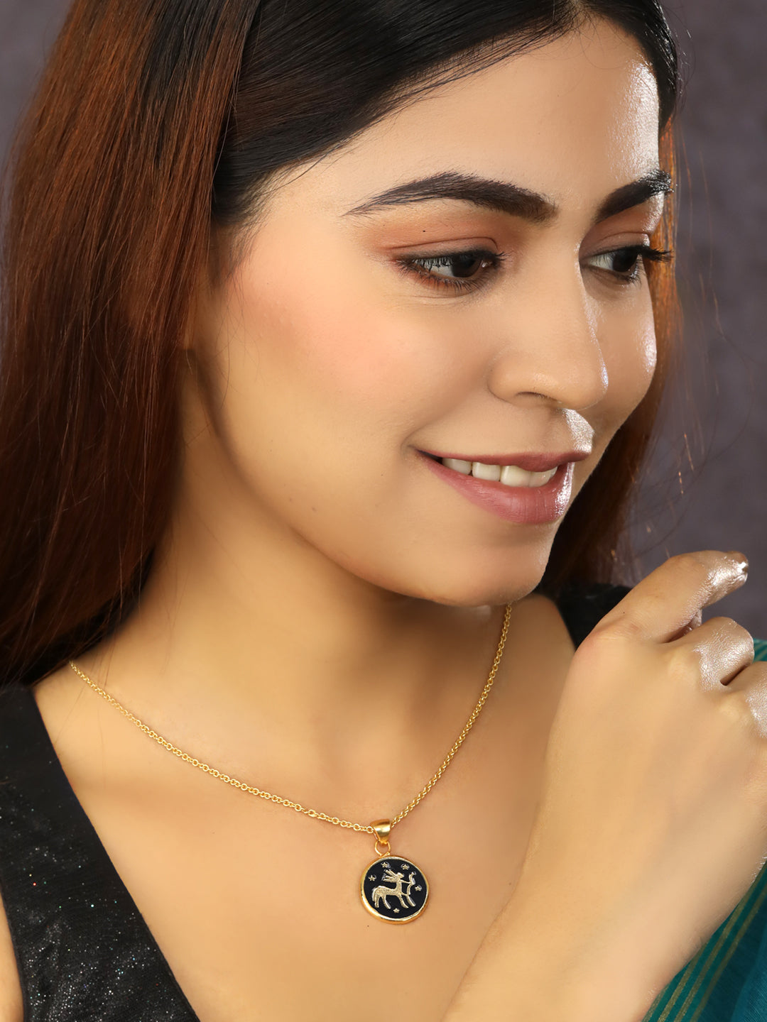 Swagy Sagittarius - Zodiac Sign Black Gold Plated Necklace