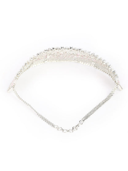 Pink American Diamond Silver Plated Choker Set with MaangTikka