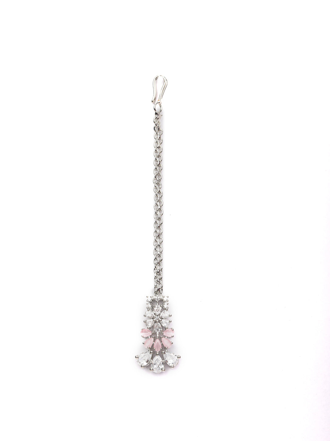 Pink American Diamond Silver Plated Choker Set with MaangTikka