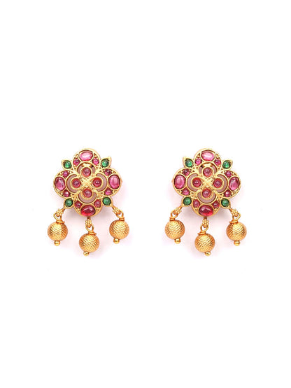 Kemp Stones Gold Plated Floral Jewellery Set