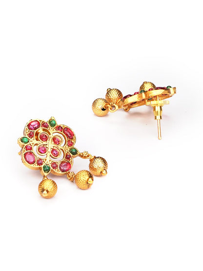 Kemp Stones Gold Plated Floral Jewellery Set