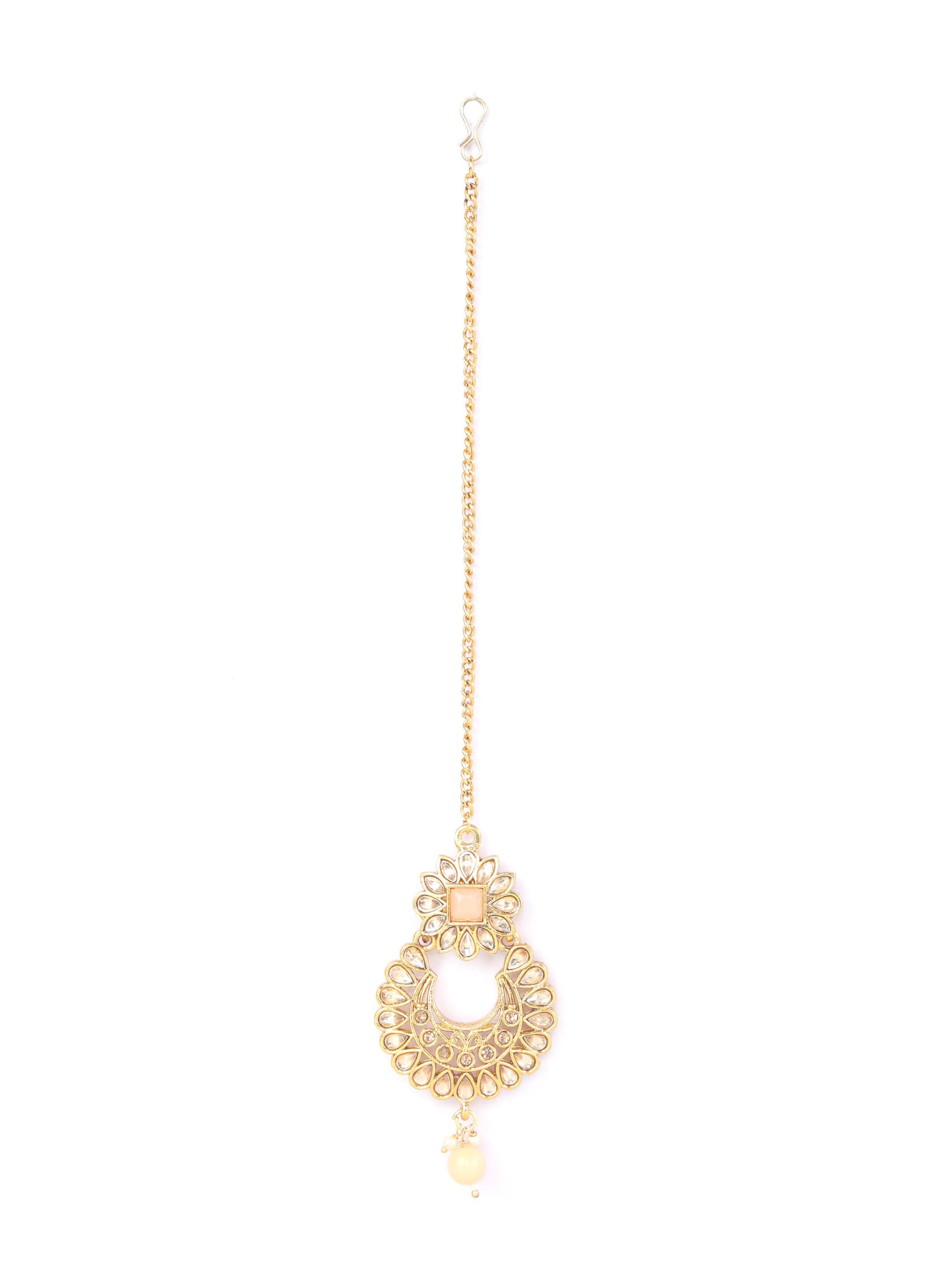 Orange Kundan Gold Plated Choker Set with MaangTikka