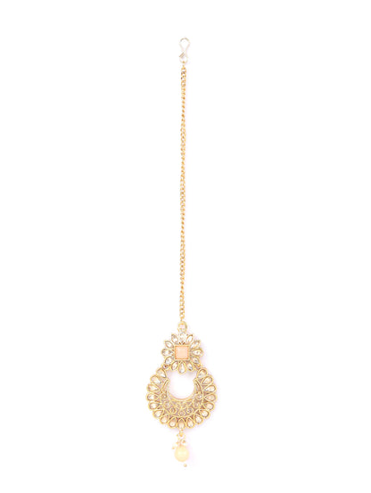 Orange Kundan Gold Plated Choker Set with MaangTikka