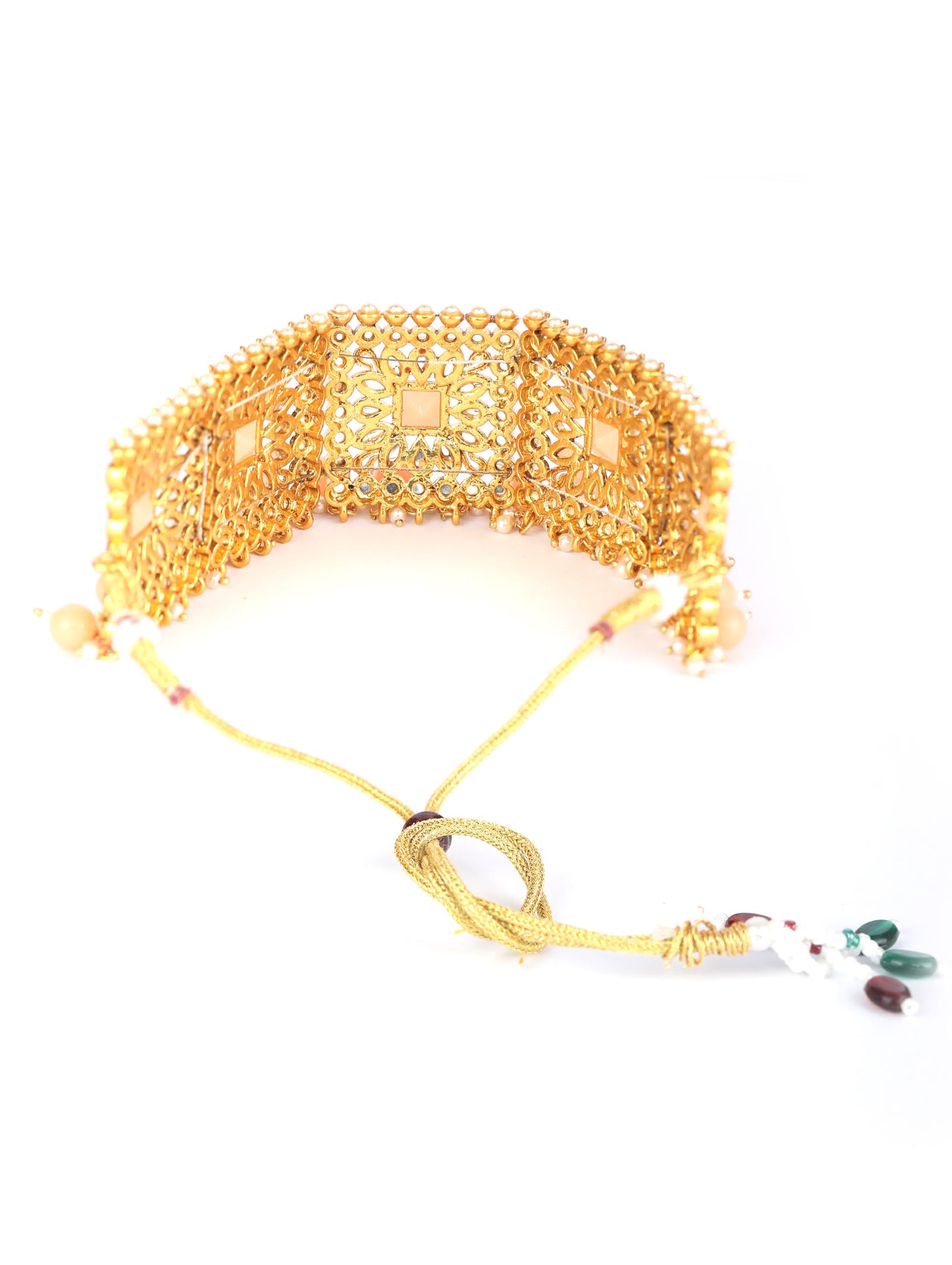 Orange Kundan Gold Plated Choker Set with MaangTikka
