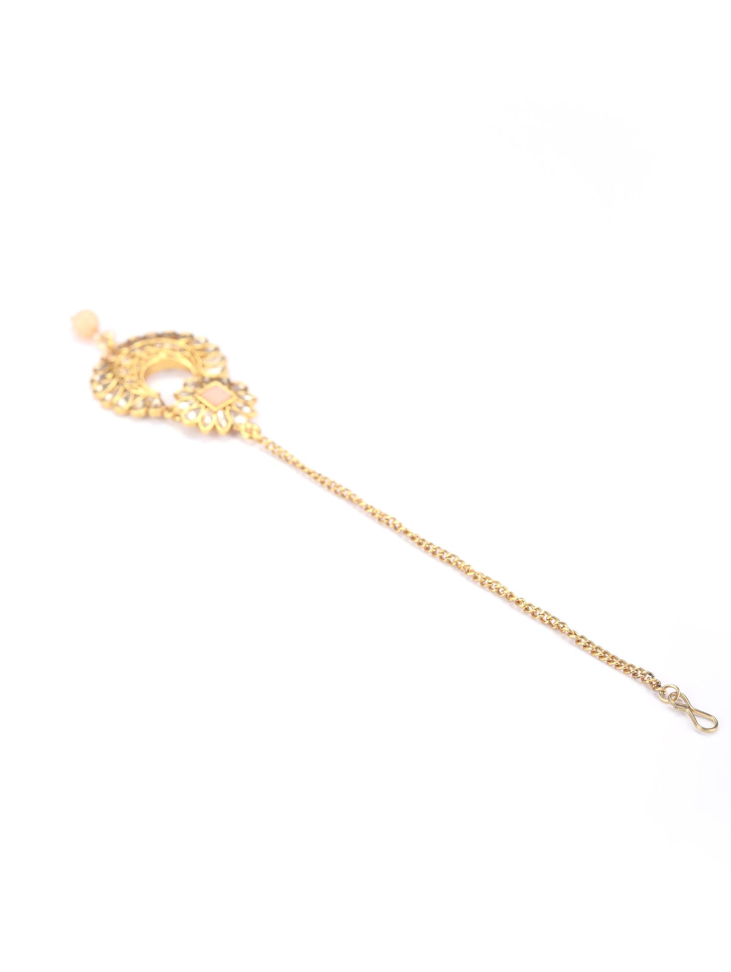 Orange Kundan Gold Plated Choker Set with MaangTikka