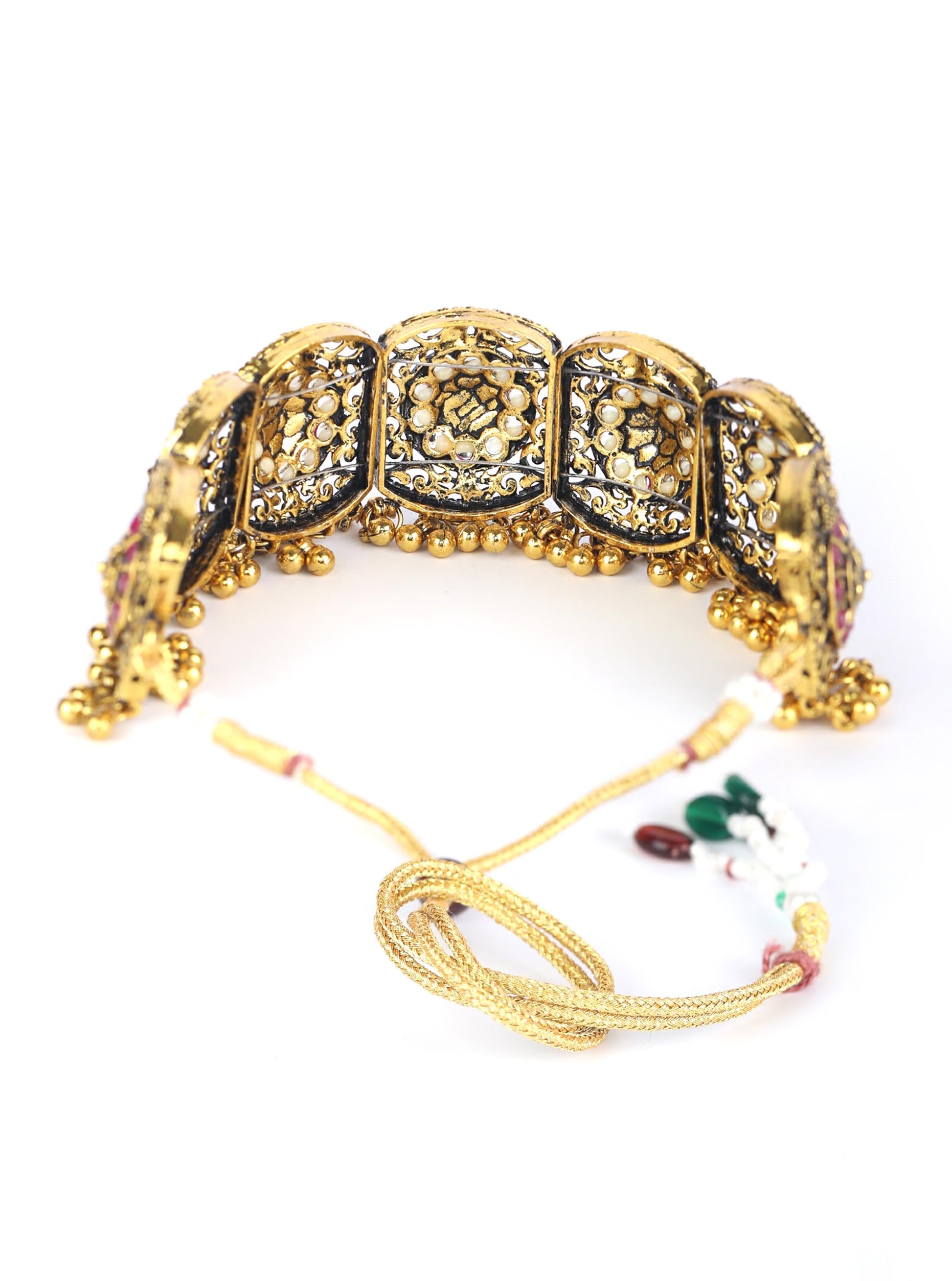 Ruby Stones Studded Gold Plated Choker Set