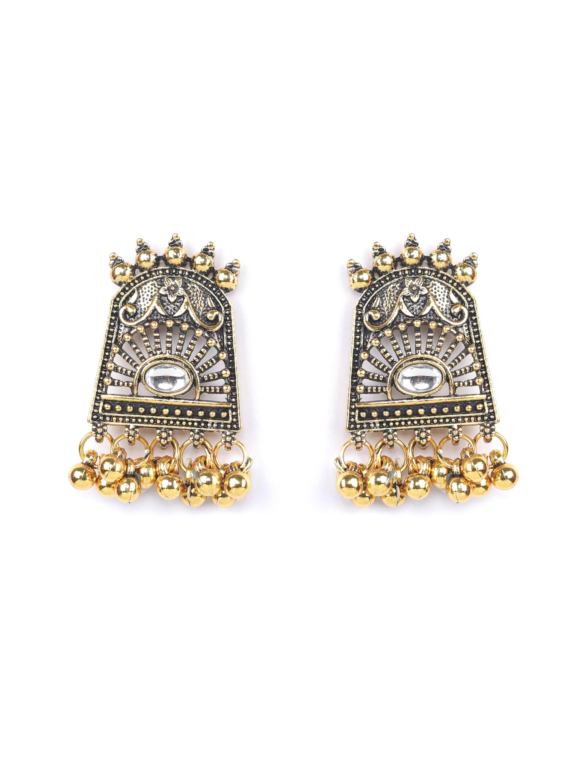 Golden Gaze - Kundan Gold Plated Oxidised Jewellery Set