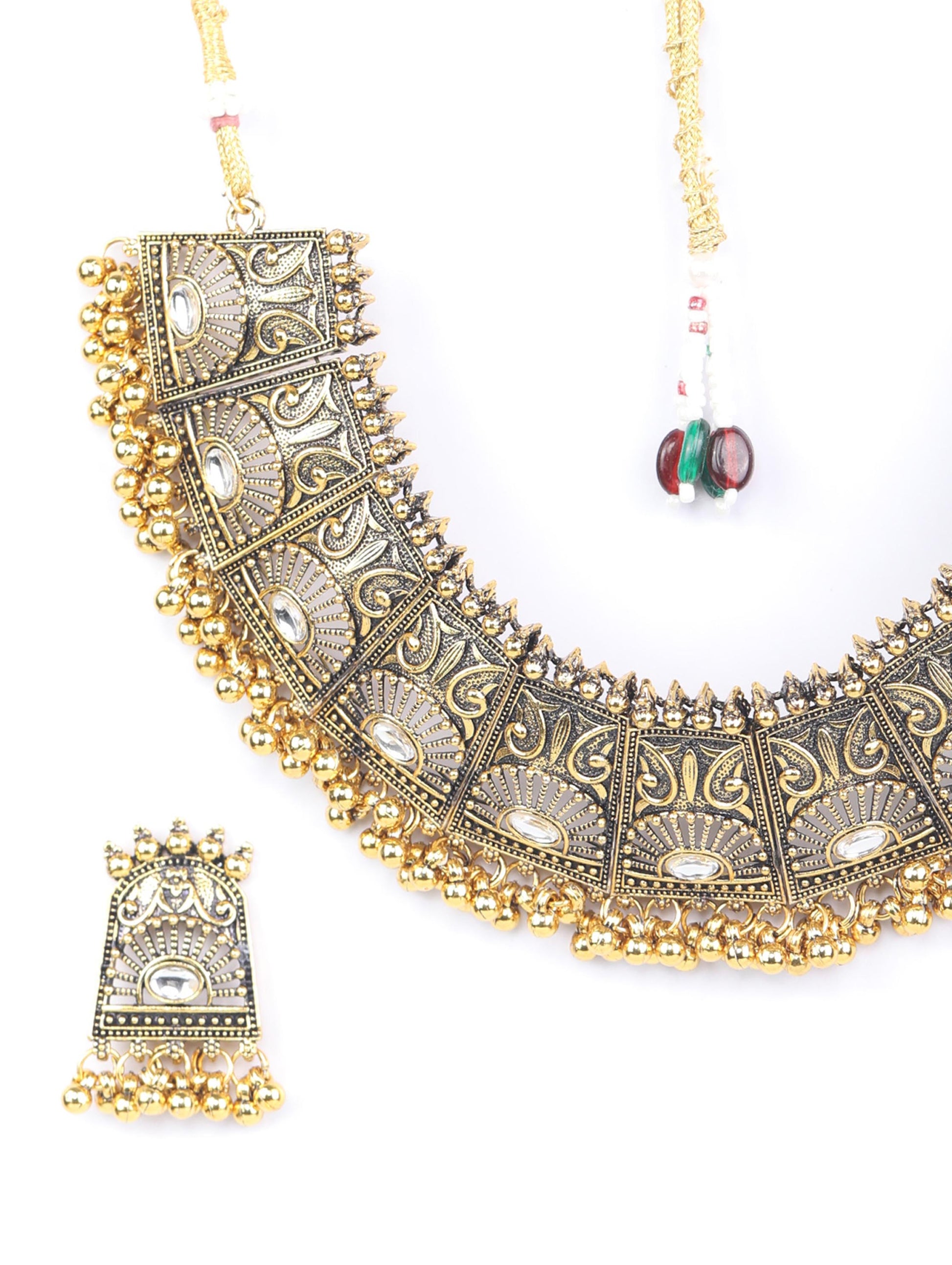 Golden Gaze - Kundan Gold Plated Oxidised Jewellery Set