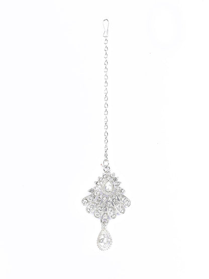 Floral Luster - Kundan Silver Plated Choker Set with MaangTikka