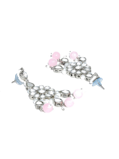 White Pink Silver Plated Choker Set with MaangTikka