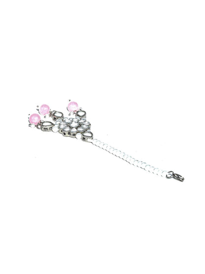 White Pink Silver Plated Choker Set with MaangTikka