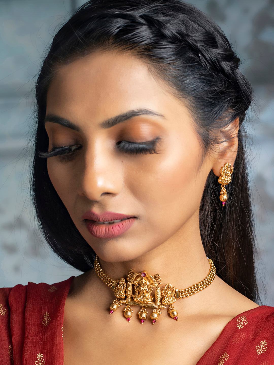Priyaasi Traditional Gold Plated Laxmi Jewellery Set