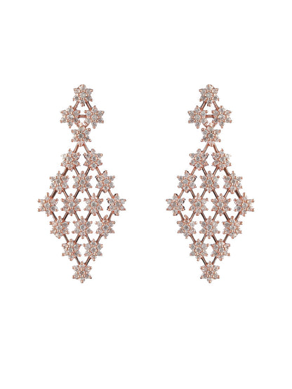 Tiny Flower Link American Diamond Rose Gold-Plated Jewellery Set