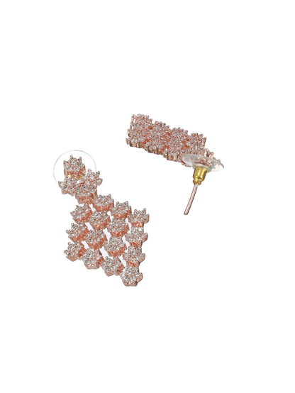 Tiny Flower Link American Diamond Rose Gold-Plated Jewellery Set