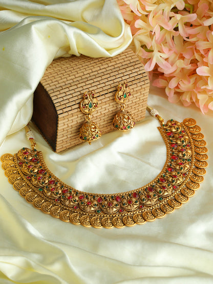 Priyaasi Traditional Peacock Pattern Gold Plated Jewellery Set