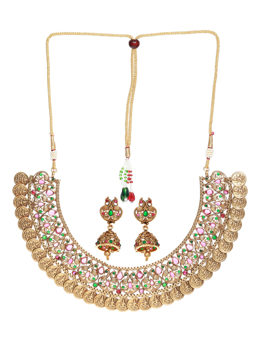 Priyaasi Traditional Peacock Pattern Gold Plated Jewellery Set