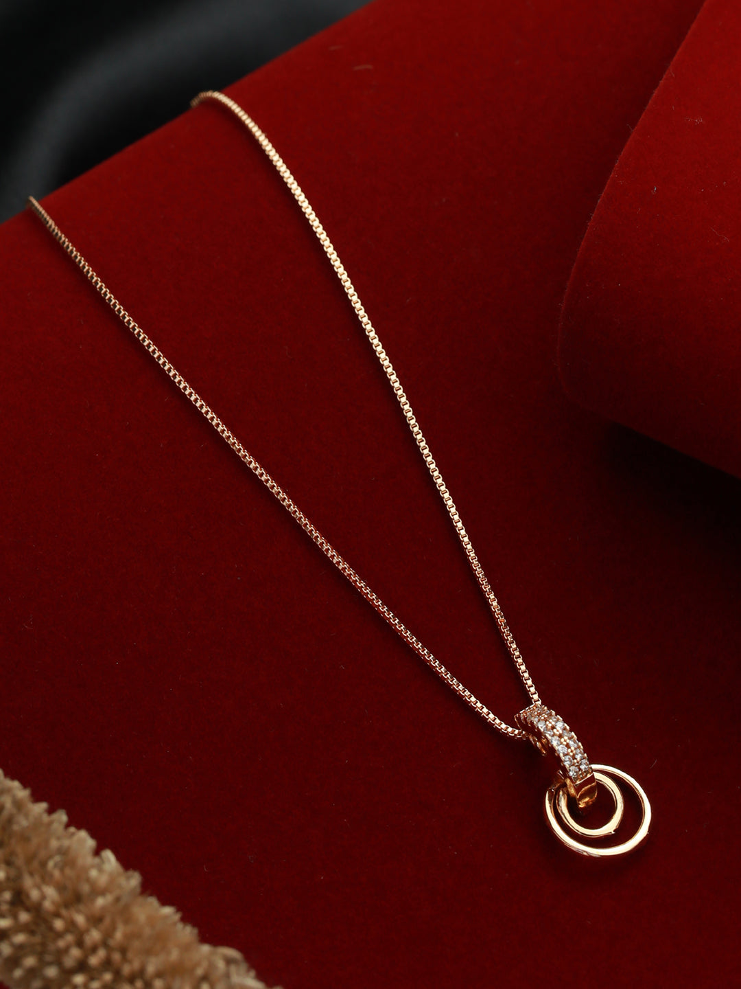 Priyaasi Dual Rings American Diamond Gold Plated Necklace