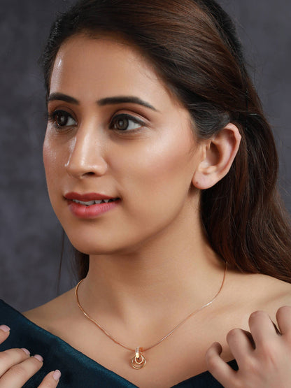 Priyaasi Dual Rings American Diamond Gold Plated Necklace