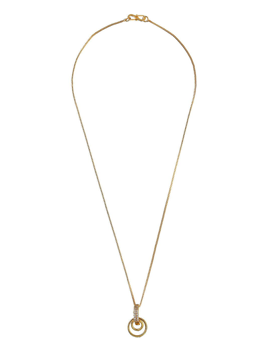 Priyaasi Dual Rings American Diamond Gold Plated Necklace