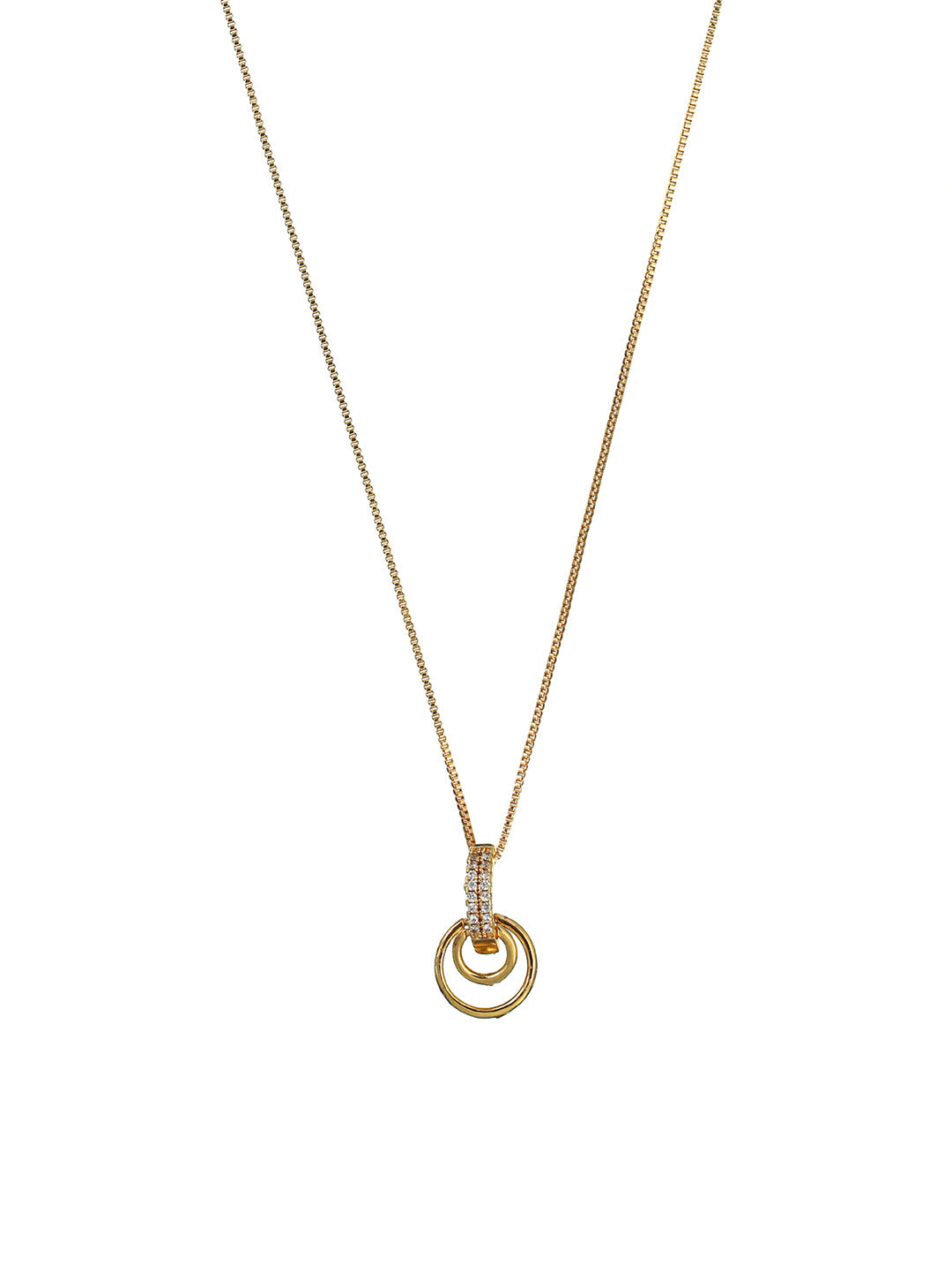 Priyaasi Dual Rings American Diamond Gold Plated Necklace