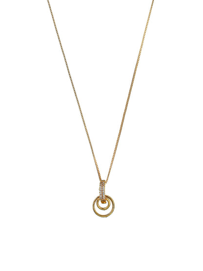 Priyaasi Dual Rings American Diamond Gold Plated Necklace