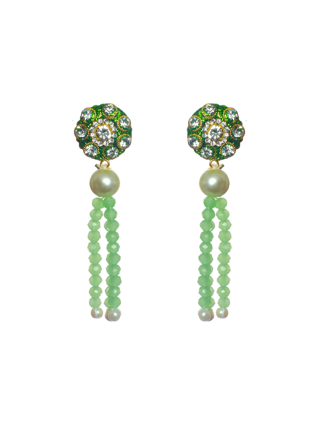 Priyaasi Green Studded Floral Mirror Block Choker Jewellery Set