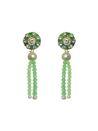 Priyaasi Green Studded Floral Mirror Block Choker Jewellery Set