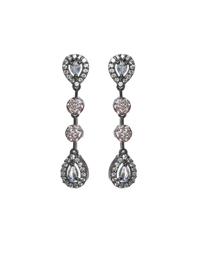 Priyaasi Black Rose Gold Plated AD Studded Dual-Layered Jewellery Set
