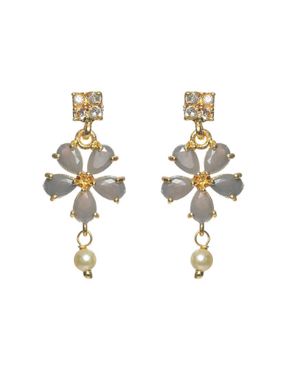 Priyaasi Grey Floral Leaf Gold Plated Jewellery Set