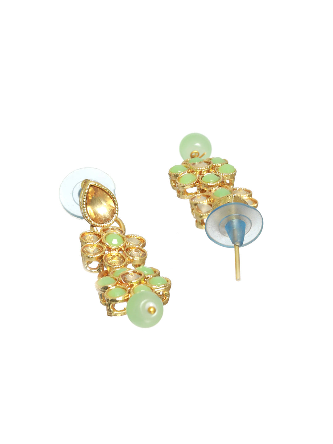 Priyaasi Green Floral Gold Plated Jewellery Set with Maangtikka