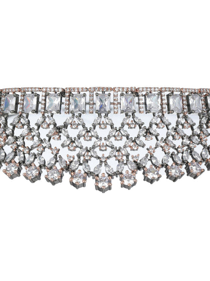 Priyaasi Floral Leaf American Diamond Choker Jewellery Set