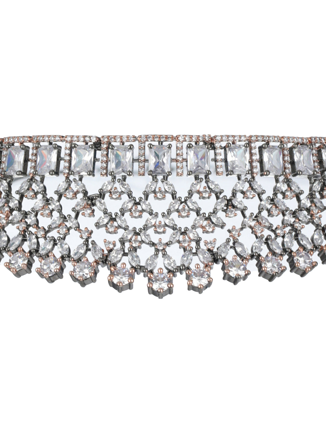 Priyaasi Floral Leaf American Diamond Choker Jewellery Set